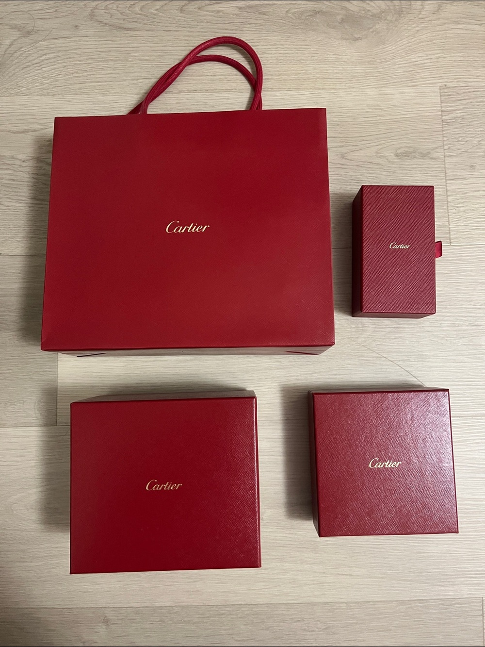 Cartier Red Gift Bag and Jewelry Boxes Set